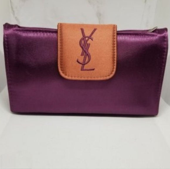 Yves Saint Laurent Satin Clutch in Purple and Tan - Picture 7 of 7